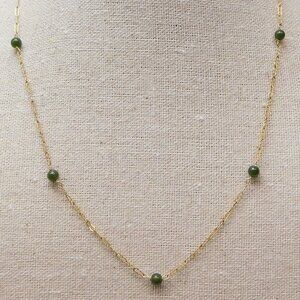 Vintage Modern Opus Gold Necklace with Green Beads